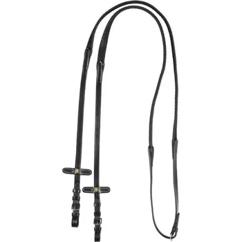 Otěže EQUESTRO s gumovým gripem tečky black FULL