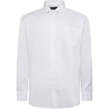 Pánská košile Velká pánská košile s dlouhým rukávem hladká Kam 601 bílá (5XL)