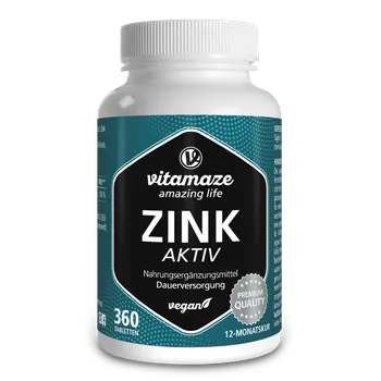 Zdraví Zinek Aktiv 25 mg, vysoká dávka, 360 veganských tablet