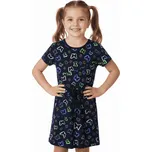 BAVLNĚNÉ DÍVČÍ LETNÍ ŠATY S MOTÝLKY Barva: Tmavě modrá, Velikost: 134