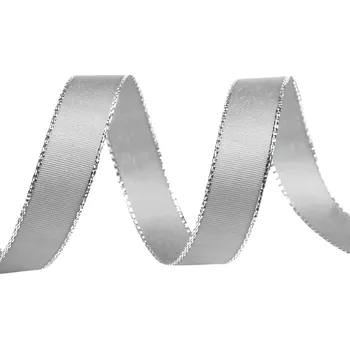Stuha Stuha taftová s lurexem šíře 15 mm, střední, 841 šedá světlá stříbrná