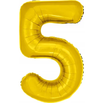 Balónek Fóliový balónek ČÍSLICE 5 ZLATÝ 100cm XXL velký na hélium narozeniny žlutý oslavenec