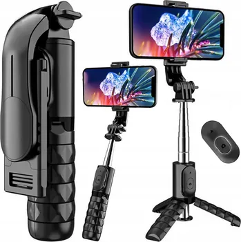 Selfie tyč SELFIE TYČ TRIPOD STATIV BLUETOOTH LED LAMPA L15 1110 MM ČERNÁ