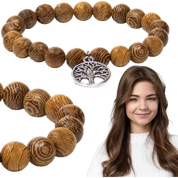 Náramek Malý náramek z wenge dřeva s přívěskem stromu života