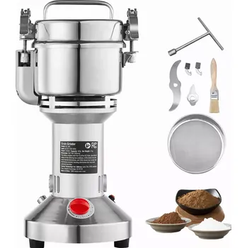 Kuchyňský mlýnek Elektrický mlýnek na obilí, 850 W, vysoké otáčky, nerezová ocel, na suchá zrna, koření , HC300 | stříbrná