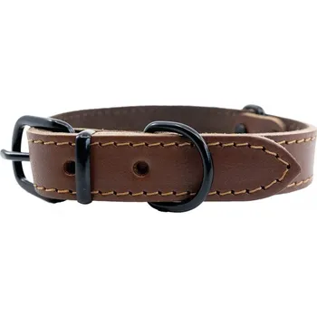 BAFPET Kožený obojek HERRY MINI, černé kování - Koňak