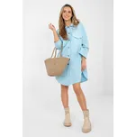 RUE PARIS Oversize košilové šaty Nemmi světle modré Velikost: UNI