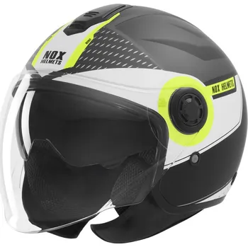 Helma na motorku přilba N182 ROUND, NOX (černá matná, žlutá fluo) 2026 Velikost: XS