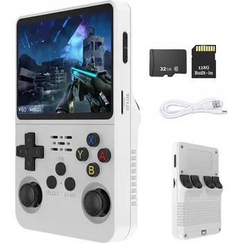Herní konzole R36S RETRO HERNÍ KONZOLE 40000 HER MINI PŘENOSNÁ KONZOLE 32GB+128GB Bílá