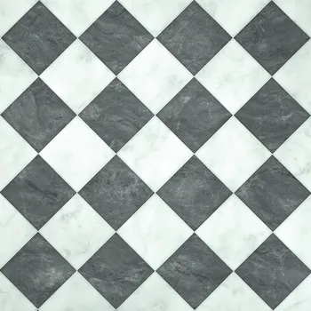 PVC Podlahová Krytina Gumolit 4m Šachovnice Dlaždice Bílo Černé z role NA MÍRU