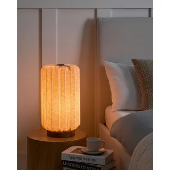 Lampička Stolní lampa béžová papír bavlna mangové dřevo obývací pokoj ložnice moderní styl Beliani