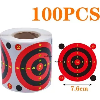 Čištění zbraně 100 ks Samolepicí reaktivní střelecké terče na roli 7,6 cm Kulaté papírové cíle s efektem rozstřiku černo-červené viditelné po zásahu
