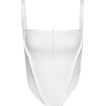 Dámské tílko jednobarevné Crop top Výstřih do O Tenká ramínka Polyester spandex pružný moderní letní top bílá L