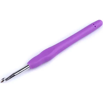 Nástroj na niť a příze Háček na háčkování se silikonovou rukojetí vel. 2; 2,5; 3; 3,5; 4; 5, střední, 8 (5 mm) fialová