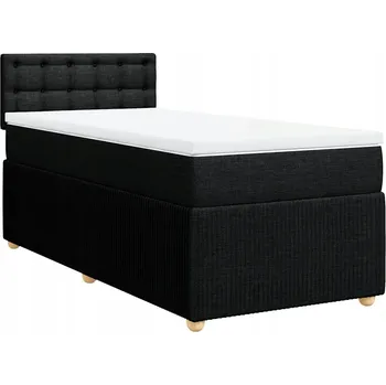 Postel Kontinentální postel černá 200 x 100 x 100,5 cm s matrací a topperem