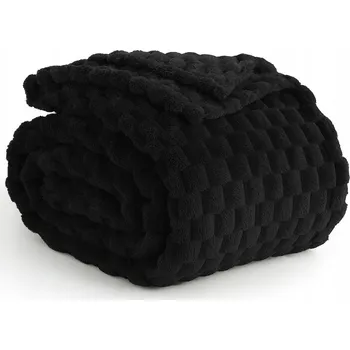 Prostěradlo HRUBÁ DEKA KOSTKA HONEY 200x220 ČERNÁ PŘÍJEMNÁ ZIMNÍ VÁNOČNÍ