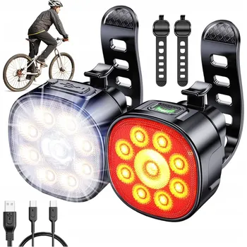 Cyklosvítilna SVĚTLO NA KOLO PŘEDNÍ ZADNÍ NABÍJENÍ USB IP65 VODĚODOLNÉ