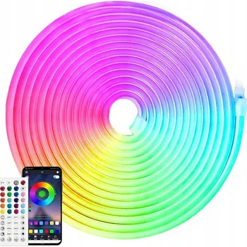 LED páska NEONOVÁ LED PÁSKA NOEONOWA S OVLÁDÁNÍM DÁLKOVÝ OVLADAČ DUHOVÁ SADA SILNÁ DLOUHÁ 6 METRŮ