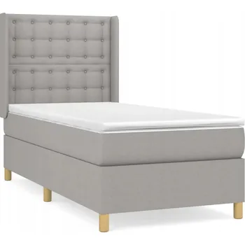 Postel Kontinentální postel světle šedá 193 x 93 x 118/128 cm s matrací 90 x 190 x