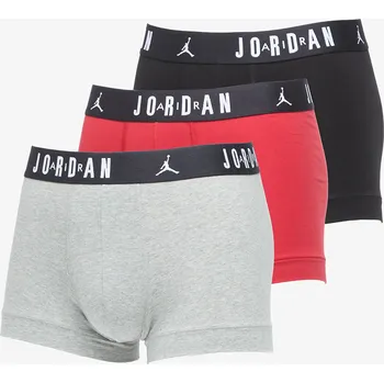 Pánské spodní prádlo Boxerky Jordan Jhm Mens Flight Cotton Trunk 3-Pack Gym Red/ Black XL