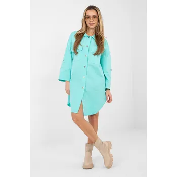 Dámské šaty RUE PARIS Oversize košilové šaty Nemmi tyrkysové Velikost: UNI
