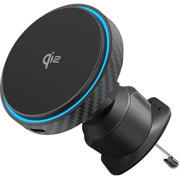 Proove - Držák do auta s bezdrátovým nabíjením Graphite Circle (WHGC15010001) - pro ventilaci, Qi2, 15W, LED indikátor - černý