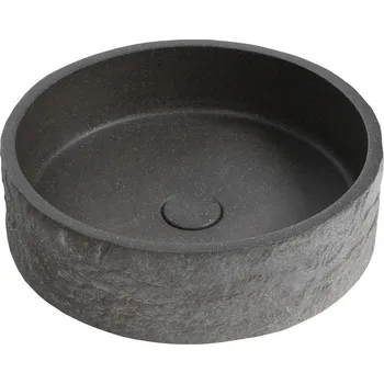 Umyvadlo Sapho ISPIR betonové umyvadlo včetně výpusti, 40cm, černý granit - AR476