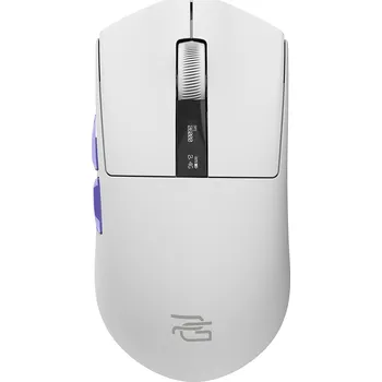 Myš Proove - Bezdrátová myš Jester 8K (WMJS00022002) - pro hraní her, OLED displej, 7 tlačítek, 800-26000DPI, 500mAh, 1,5m - bílá