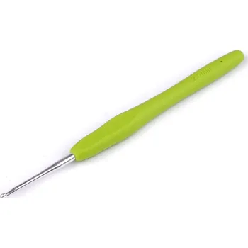 Nástroj na niť a příze Háček na háčkování se silikonovou rukojetí vel. 2; 2,5; 3; 3,5; 4; 5, střední, 6 (2 mm) zelená sv.