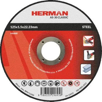 Brusný kotouč HERMAN Řezný kotouč na ocel 125x1,5x22,23 mm AS-30 Classic