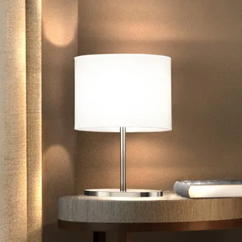 Lampička FISCHER & HONSEL Stolní lampa Modena, bílá/nikl, chintz, výška 27 cm, E14 nikl, bílá 1 x 25 W - Doprava zdarma