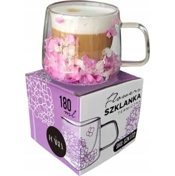 Sklenice Termo sklenice s hortenzií uvnitř, fialová, 180 ml, 1 Ks SZK172