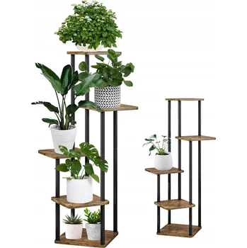 Stojan na květiny DRŽÁK NA KVĚTINÁČ KOVOVÝ 5-ÚROVŇOVÝ PATROVÝ STOJAN NA KVĚTINÁČE ROSTLINY KVĚTINY