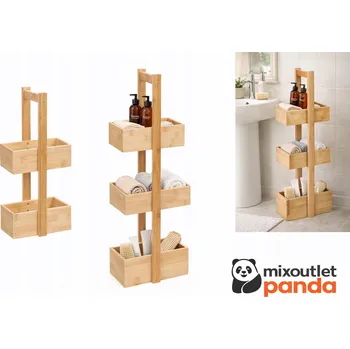 Koupelnový nábytek KOUPELNOVÁ POLICE STOJÍCÍ DŘEVĚNÁ POLICE REGÁL SKŘÍŇKA LIVARNO