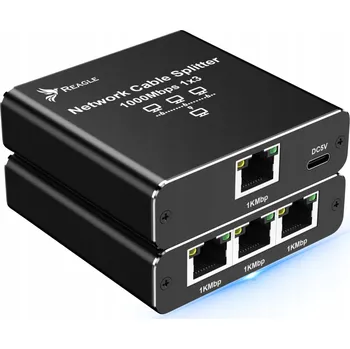 IP kamera Reagle Adaptér Rozbočovač Switch Splitter LAN Ethernet RJ45 3xRJ45 1000M
