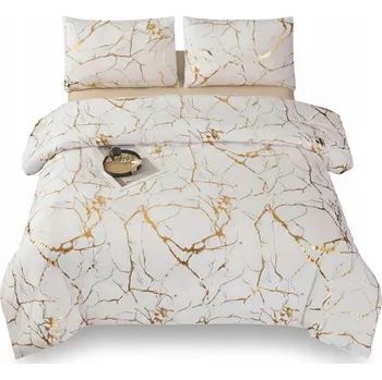 Povlečení Povlečení Mramorová Bílá Zlatá Aplikace 160x200 Komplet Mramor