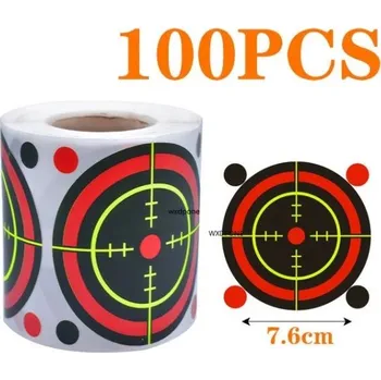 Čištění zbraně 100 ks Samolepicí papírové terče na střílení 7,6 cm Reaktivní rozstřikové na roli s krycími nášivkami