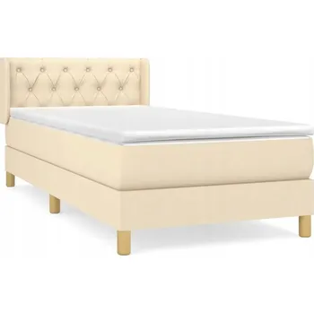 Postel Kontinentální postel krémová 203 x 83 x 78/88 cm s matrací 80 x 200 x 20 cm