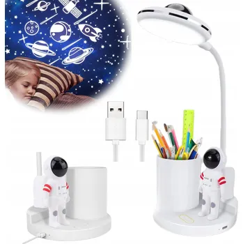 Lampička LAMPY NA STŮL, STOLNÍ LAMPA S DRŽÁKEM NA PROPISKA S PROJEKTOREM ASTRONAUTA
