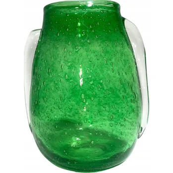 Váza Skleněná váza "Amfora" – zelené sklo s bublinkami