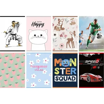 Sešit Školní sešit GIMBOO, A5, linkovaný (kostkovaný), 32 listů, 70 g/m², mix vzorů