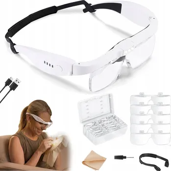 Lupa LED LUPA S BRÝLEMI PRO ČTENÍ SKLO ZVĚTŠOVACÍ SKLO ŠPERKAŘSKÁ LUPA 4x