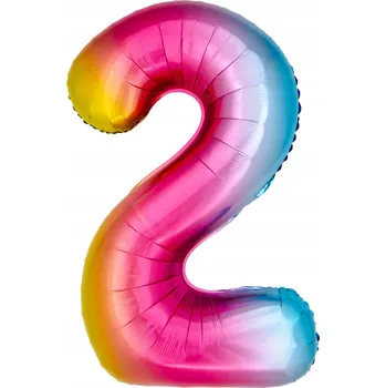 Balónek Fóliový balónek ve tvaru číslice 2, barevný, 100 cm