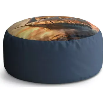 Taburet Sablio Taburet Circle Plachetnice ve vlnách při východu slunce: 38x48 cm