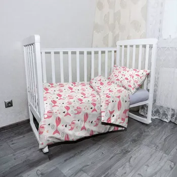 Povlečení Sablio Mikroplyšové povlečení do dětské postýlky Sloni, rybičky, srdíčka a mráčky - 100x135 / 40x60