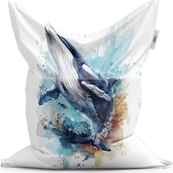 Sedací pytel Sablio Sedací vak Classic Akvarelová velryba - 200x140 cm
