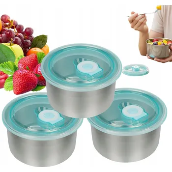 Dóza na potraviny 3X NÁDOBA NA POTRAVINY OCELOVÁ 80 ML VZDUCHOTĚSNÁ PRO PRÁCI NA CESTÁCH, STŘÍBRNÁ