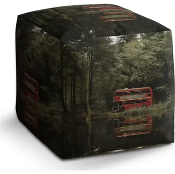 Taburet Sablio Taburet Cube Červený patrový autobus: 40x40x40 cm