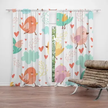 Závěs Sablio Závěsy Oblak s ptáčky: 2 ks - 140x250 cm - Sablio