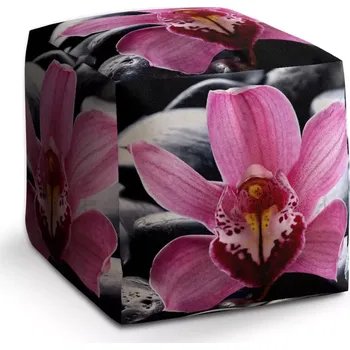 Taburet Sablio Taburet Kostka Růžová orchidea: 40x40x40 cm - Sablio